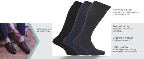 B.U.L 6 Pairs Mens Ribbed Long Hose 100% Cotton Knee High Soft Top Socks UK 6-11 / EU 39-45 (Fashion) B.U.L