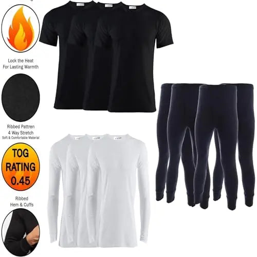 Men's Extreme Hot 0.45 TOG Thermal Underwear Long Sleeve Vest & Long John Set Baselayer Size S-XXL B.U.L