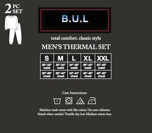 Men's Extreme Hot 0.45 TOG Thermal Underwear Long Sleeve Vest & Long John Set Baselayer Size S-XXL B.U.L