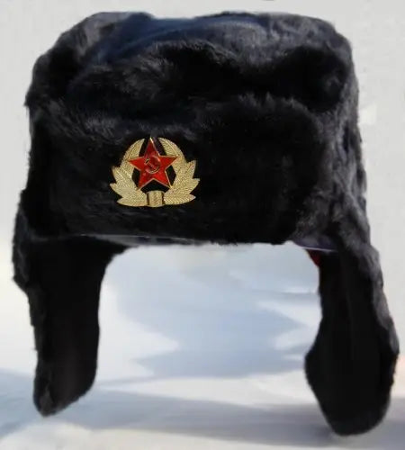 Ushanka Cossack Trapper hat with Red Army Star USSR Kokarda Badge - Size 58cm Top Brand