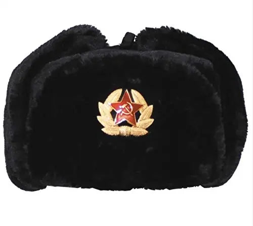 MFH Russian Winter Cap Black with Badge size L Max Fuchs