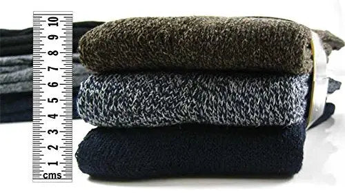 6 pairs Mens Lambs Wool Blend Thermal Non-elastic socks. Cushion foot, smooth toe seam.(077-NE-Wool-Asst) Get Top Marketing
