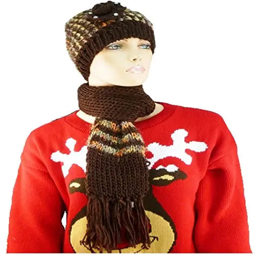 Ladies 5 Piece Hat Scarf Touch Screen Gloves Set for Winter, Outdoor Work, Travel Set Xmas Stocking Filler B.U.L Hats
