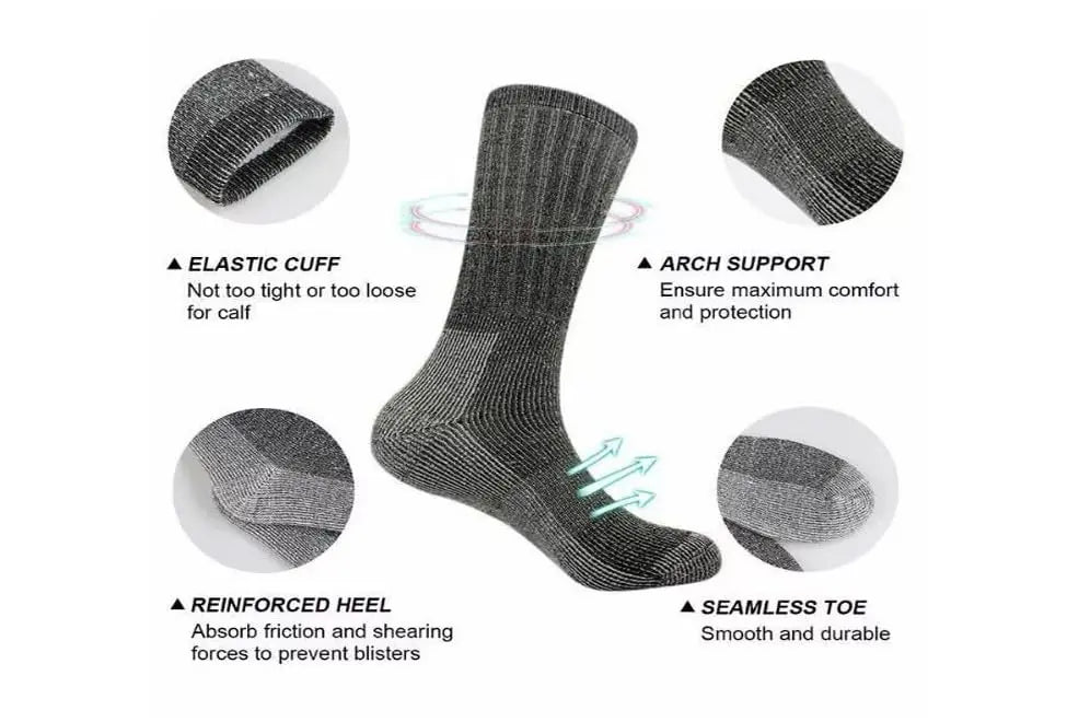 B.U.L 2 Pairs Mens Merino Military Wool Warm Long Thick Thermal Hiking Work Walking Army Combat 2.8 Tog Socks UK 6-11 / EU 39-45 B.U.L
