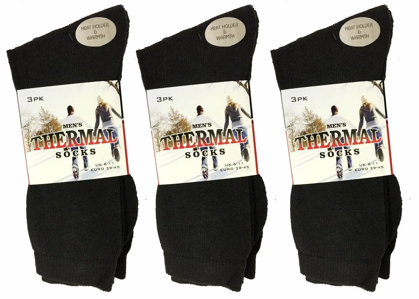 Thermal Socks 3 Pairs Mens Short Black 6-11 Thermal Socks