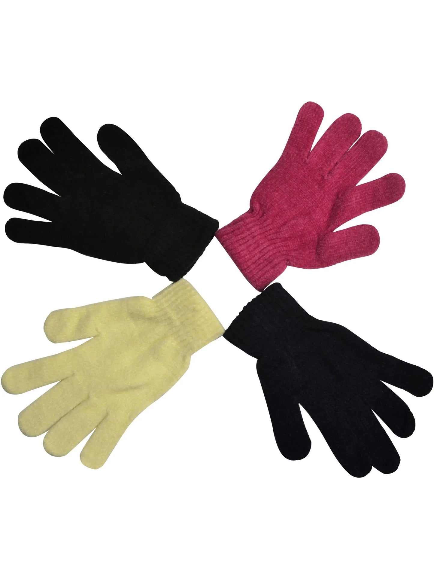 Value Pack Of 4 Ladies Chenille Gloves Assorted Colours AT