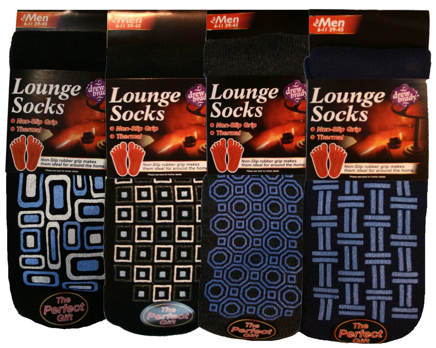 4 Pairs Men's Slipper socks Lounge Socks Size 6-11 Drew Brady