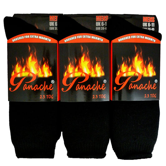 3 MENS THERMAL HOT PANACHE WORK, SLIPPERS, SKI SOCKS EXTRA THICK 2.3 TOG SIZE 6-11 (3 PAIRS ASSORTED SOCKS)
