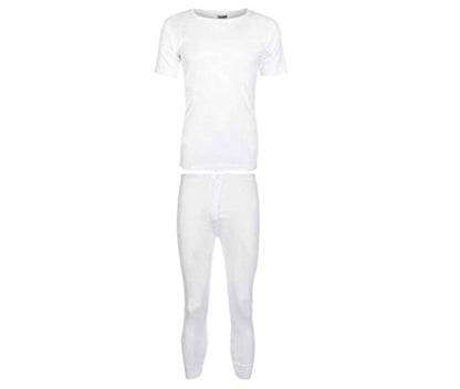 B.U.L ® Mens Extrem Hot Thermal Underwear Set Short Sleeve Vest & Long Johns Suitable for Winter, Outdoor Work, Travel, Camping & Ski Wear Size S-XL (Medium, White)