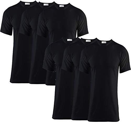 Pack of 6 Men's Extreme Hot 0.45 TOG Thermal Underwear Short Sleeve Vest Free Post Size S-XXL (Black, XLarge)