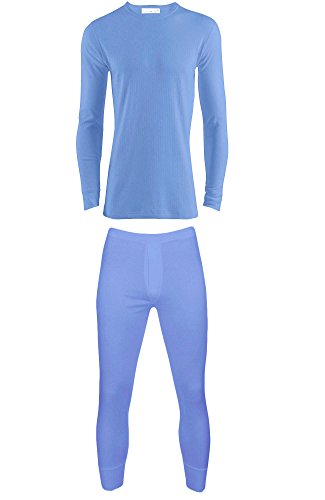 B.U.L ® 2 Mens Extrem Hot Thermal Underwear Set Long Sleeve Vest & Long Johns Suitable for Winter, Outdoor Work, Travel, Camping & Ski Wear Size S-XL (Small, Blue)