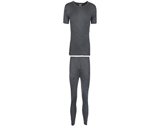 B.U.L ® 2 Mens Extrem Hot Thermal Underwear Set Short Sleeve Vest & Long Johns Suitable for Winter, Outdoor Work, Travel, Camping & Ski Wear Size S-XL (Medium, Charcoal)