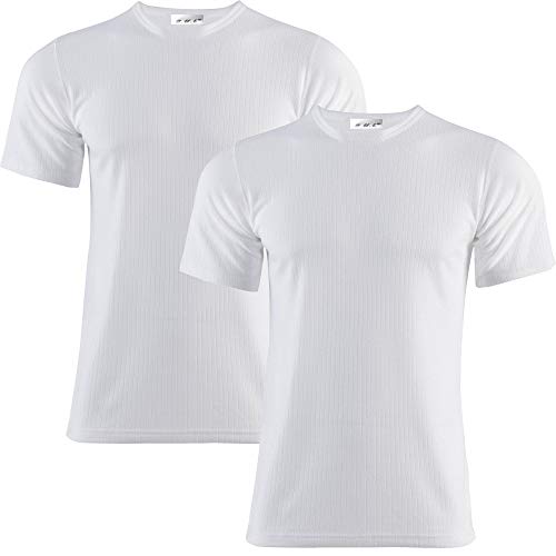 B.U.L ® 2 Mens Extreme Hot Thermal Underwear Set Short Sleeve Vest Suitable for Winter, Outdoor Work, Travel, Camping & Ski Wear Size S-XL (L, White)