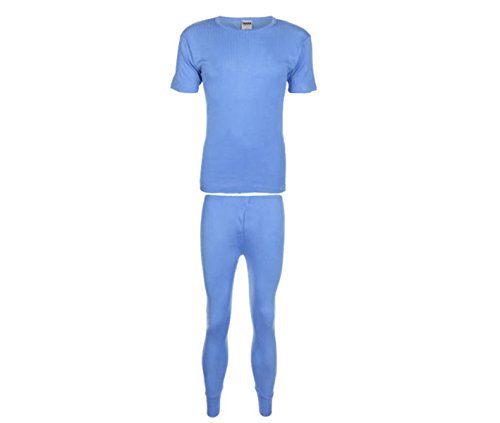 B.U.L ® Mens Extrem Hot Thermal Underwear Set Short Sleeve Vest & Long Johns Suitable for Winter, Outdoor Work, Travel, Camping & Ski Wear Size S-XL (XXLarge, Blue)