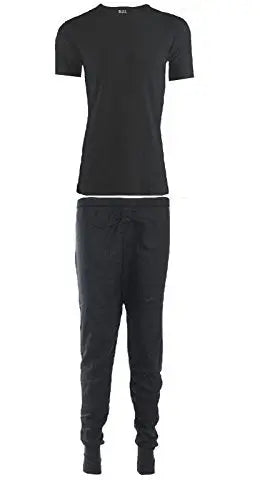 B.U.L ® 2 Mens Extrem Hot Thermal Underwear Set Short Sleeve Vest & Long Johns Suitable for Winter, Outdoor Work, Travel, Camping & Ski Wear Size S-XL (Small, Black) My Store