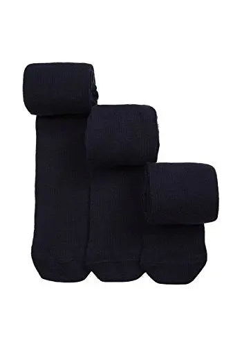 3 PAIR OF COTTON RICH SCHOOL CHILDREN GIRLS SUPER SOFT KIDS PARTY FOOTED TIGHTS (7-8, Navy) My Store