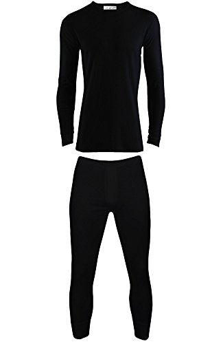 B.U.L ® 2 Mens Extrem Hot Thermal Underwear Set Long Sleeve Vest & Long Johns Suitable for Winter, Outdoor Work, Travel, Camping & Ski Wear Size S-XL (XXLARGE, Black)
