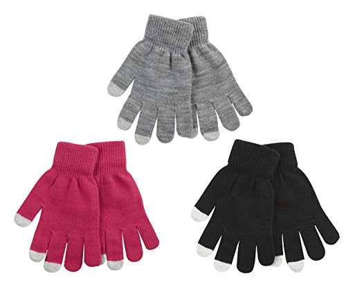 3 Pairs Ladies Winter Thermal Panache Gloves from KD Trading- 8 (Assorted Touch Screen)