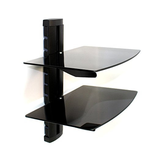 Tempered Black Glass Floating Shelf Wall Mount Consoles/DVD players M&W
