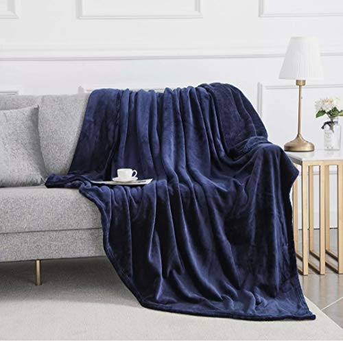 Luxury Fur Throw 200x240cms Navy Extra Large 3 Seater Sofa King Bed Blanket