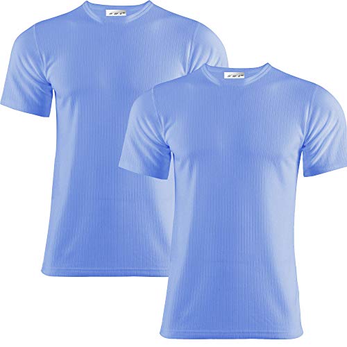 B.U.L ® 2 Mens Extreme Hot Thermal Underwear Set Short Sleeve Vest Suitable for Winter, Outdoor Work, Travel, Camping & Ski Wear Size S-XL (M, Blue)