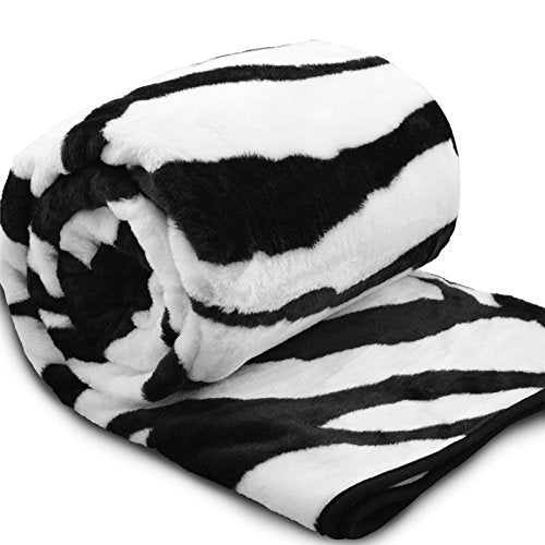 Luxury Faux Fur Thick Very Warm Single Double King Blanket Throw 18 Colours (150cm x 200cm, Zebra)