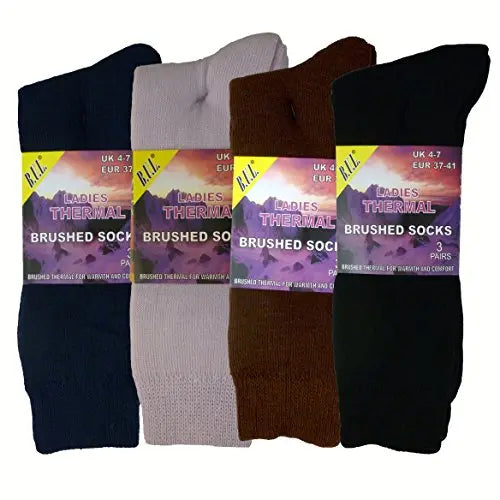 Ladies/Womens Premium Quality Thermal Socks, Double Brushed Inside (Pack Of 6) My Store