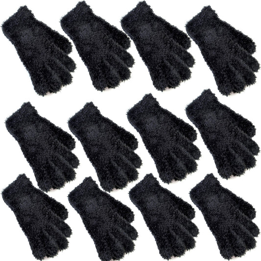 Ladies Thermal Insulated Feather Feel Black Gloves  - 12 Pairs