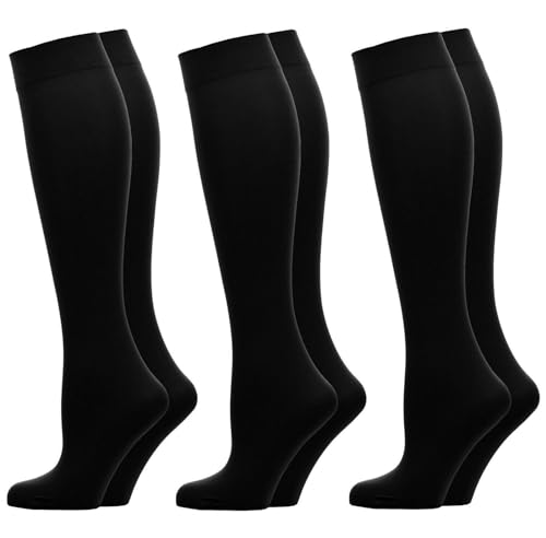 Womens Thermal Fleece Lined Black Knee High 200 Denier Over Knee Extra-long Socks Thick, Warm Stocking Boot Socks Daily Wear, Ladies Leg Warmer Over Knee Socks UK 4-7