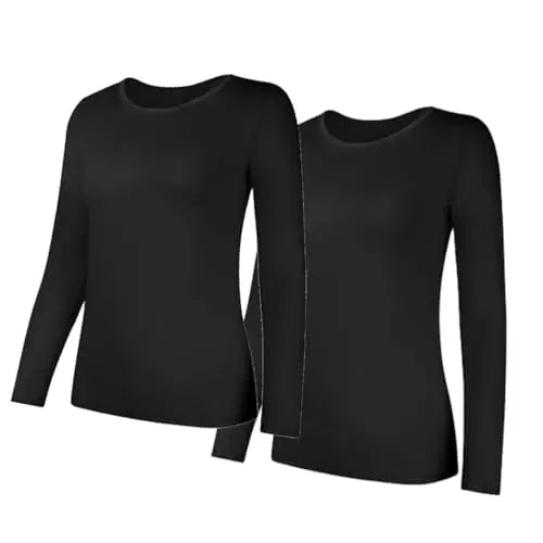 2 Packs Ladies Thermal Insulated Underwear Long Sleeve Vest 0.45 TOG Women's T-Shirt White Delux Top Winter Warm Base Layer B.U.L