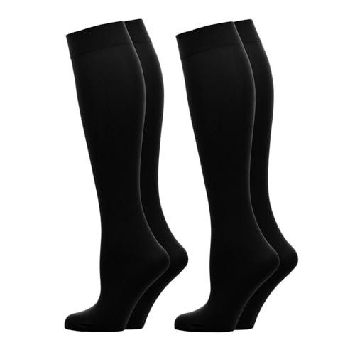 4 Pairs Ladies Black Thermal Knee High Socks Tights Leg Warmers Winter 140D Thick