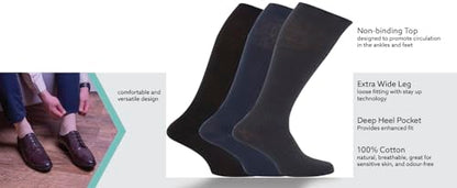 B.U.L 6 Pairs Mens Ribbed Long Hose 100% Cotton Knee High Soft Top Socks UK 6-11 / EU 39-45 (Fashion)