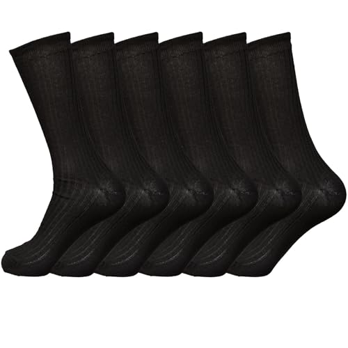 B.U.L Mens 100% Cotton Non Elastic Big Foot Socks for swollen feet 6 Pairs| Smooth Toe Seem | Non Elastic Cuff | 11-14 UK EU 46-50