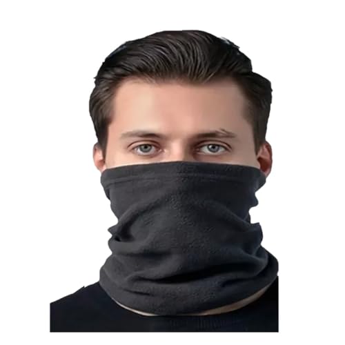 Black Thermal Unisex Fleece Snood Scarf Outdoor Neck Warmer Winter Ski Tube Beanie Motorbike Cycling Running Earmuff