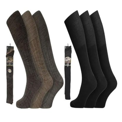 3 Mens Extra Long Knee High Warm Fine Lambs Wool Blend Socks Long Hose UK 6-11 / EU 39-45