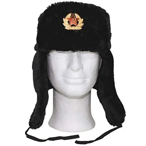 MFH Russian Winter Cap Black with Badge size L Max Fuchs