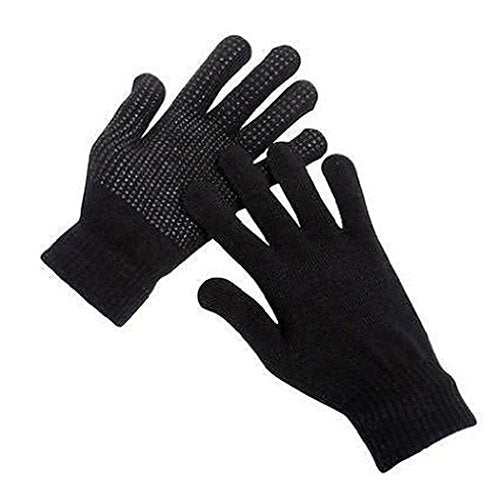 Ladies Soft & Warm Thermal Knit Winter Gloves 3 Pairs - Various Colours (Black Full Finger Gripper)