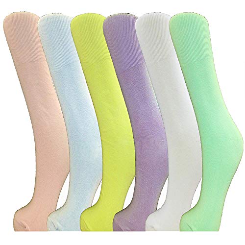 6pairs Ladies Cotton Blend Non Elastic Pastel Loose Top Diabetic Socks 4-6 UK EU 35-39