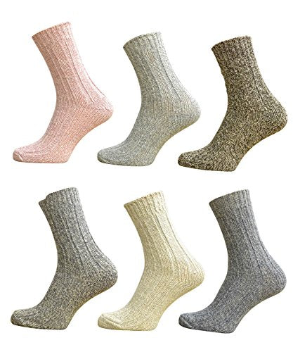 6 Pairs Ladies Thick and Warm Wool Mix Walking Socks 4-6