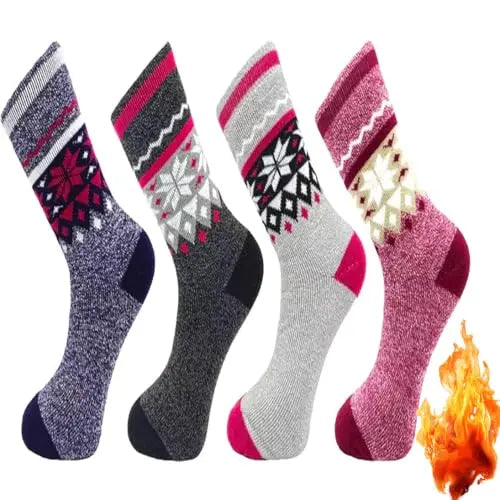 4 Pairs Ladies Thermal Extra Warm Heat Insulated Soft Thick Socks for Boots Ski Hiking Outdoor Work 1.6 TOG Xmas Stocking Filler 4-7 UK/EU 37-39 B.U.L