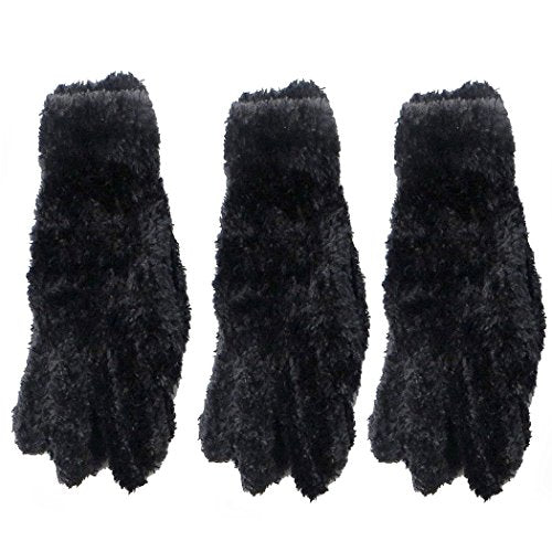 Ladies Soft & Warm Thermal Knit Winter Gloves 3 Pairs - Various Colours (Black Feather Feel)