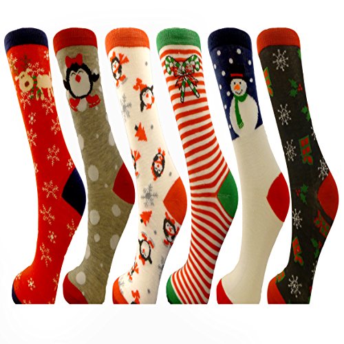 6 Pairs Mens Ladies Christmas Novelty Festive Xmas Socks Size UK 6-11 / EUR 39-45 **Fantastic Gift Idea**