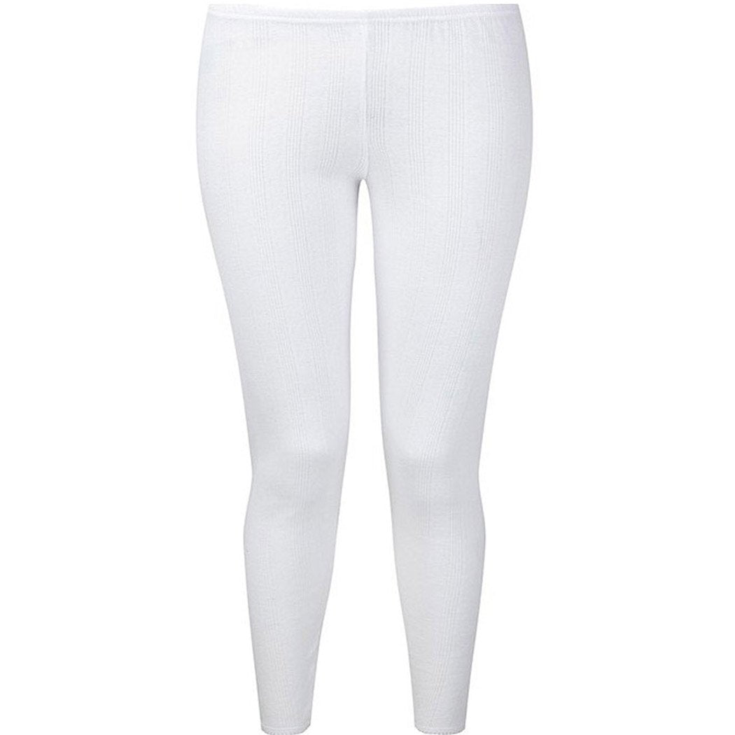 Ladies Thermal Underwear Long John Brushed Inside 0.45 TOG with Free Bed Socks (Medium) White