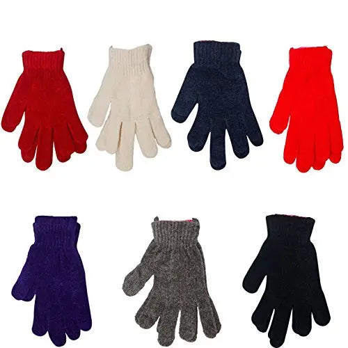 Ladies / Womens Thermal Winter Gloves 10 Styles Stocking Filler (Chenille Assorted) Blue