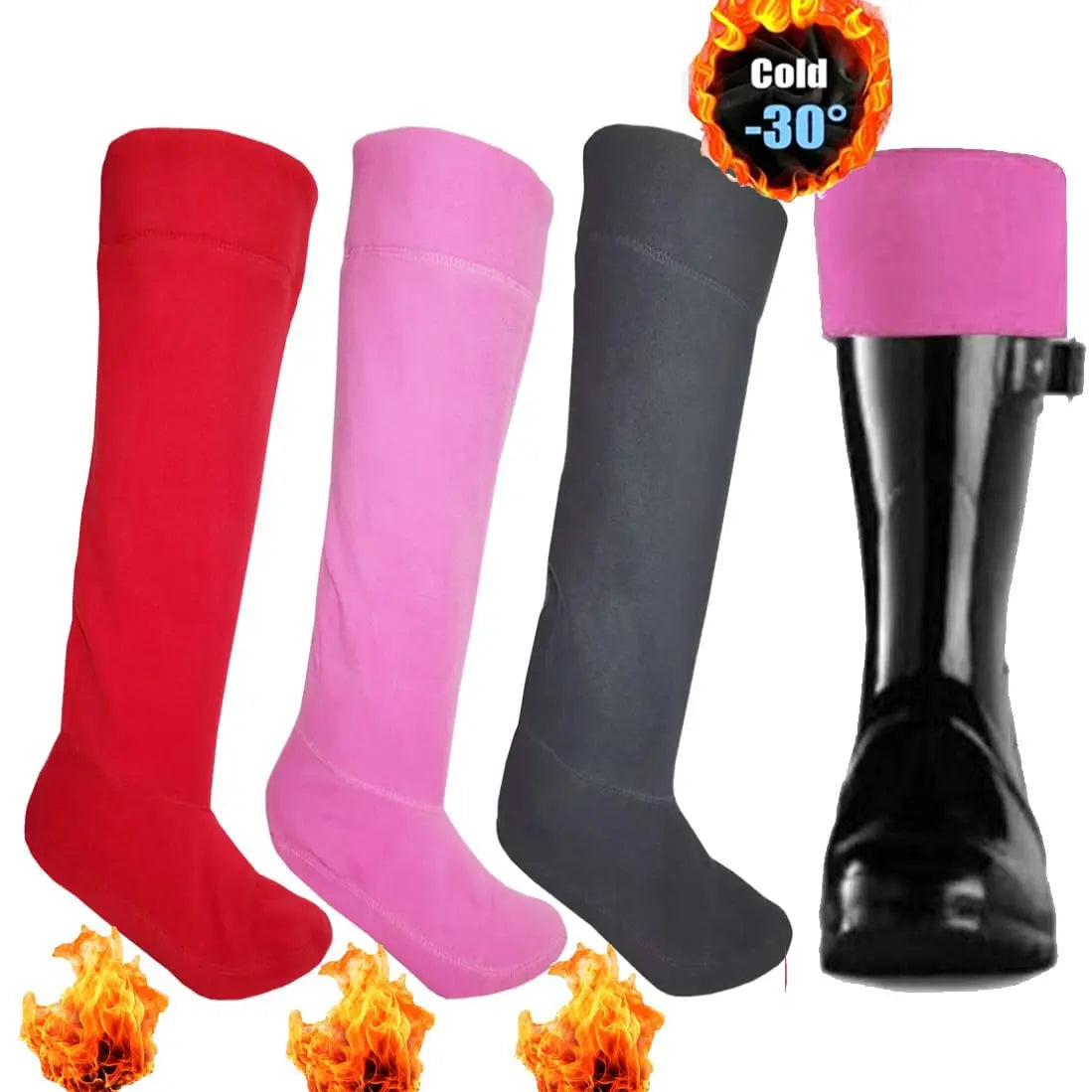 B.U.L 2 Pairs Womens Fleece Wellie Socks Adult Ladies Welly Wellington Boot Thermal Liners Warm Outdoor Sock One Size 4-7 B.U.L